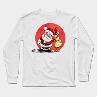 Santa And Deer Long Sleeve T-Shirt